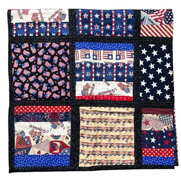 PATRIOTIC QUILT FLAG RED WHITE & BLUE BLANKET VFW AUXILLIARY POST 2003 - Picture 5 of 16
